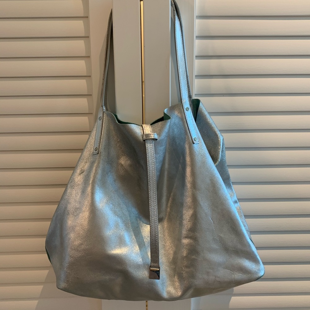 Tiffany & Co Leather Metallic Tote Hook Strap